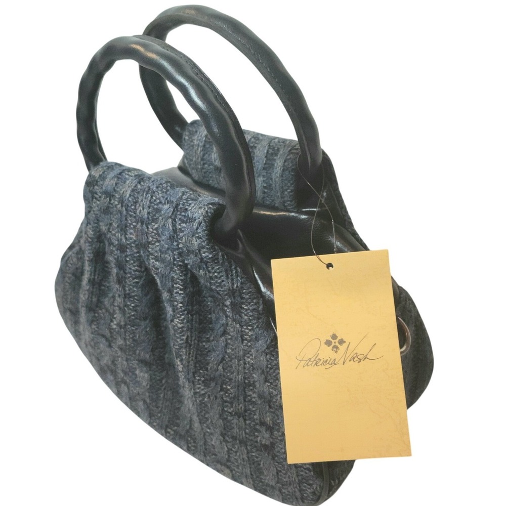 Patricia Nash Milburn Blue Cable Knit Leather Satchel Bag NWT - Picture 11 of 13